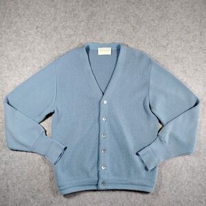 Vintage Lord Jeff Cardigan Sweater Mens Size S Blue Dupont Orlon Knit USA